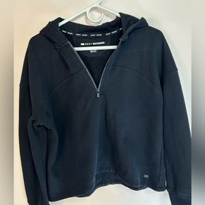 DKNY Sport Quarter Zip Black Hooded Sweatshirt Women’s Size M